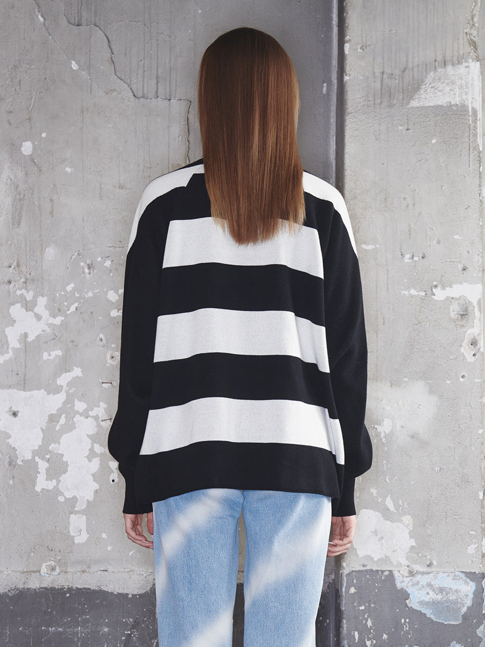Kijun - Striped Knit Rugby Top (Black Cream) product image 3 | TRAB K-Fashion Australia