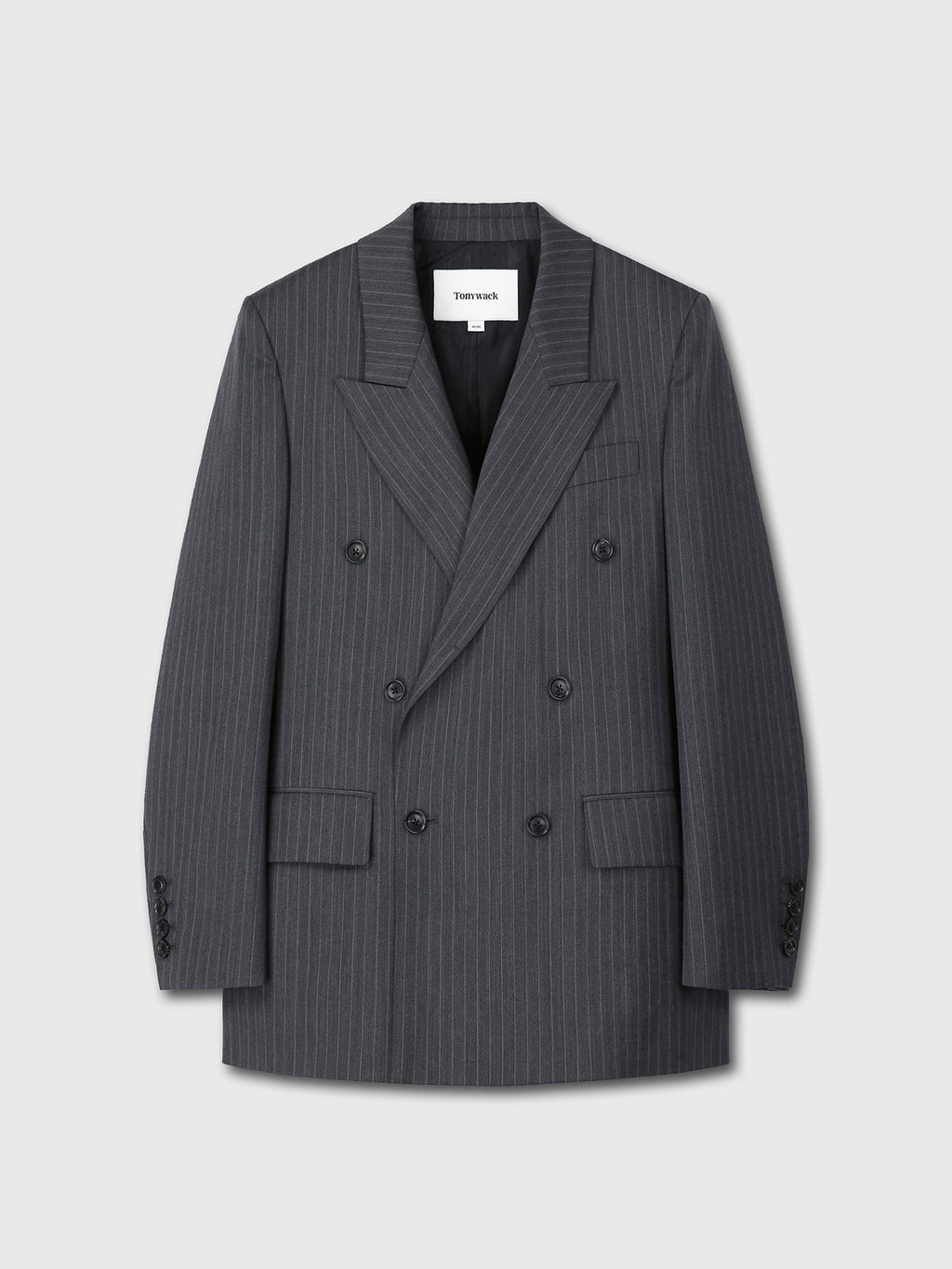 Tonywack - Striped Wool Oversized Double-Breasted Jacket (Grey Pinstripe) product image 9 | TRAB K-Fashion Australia