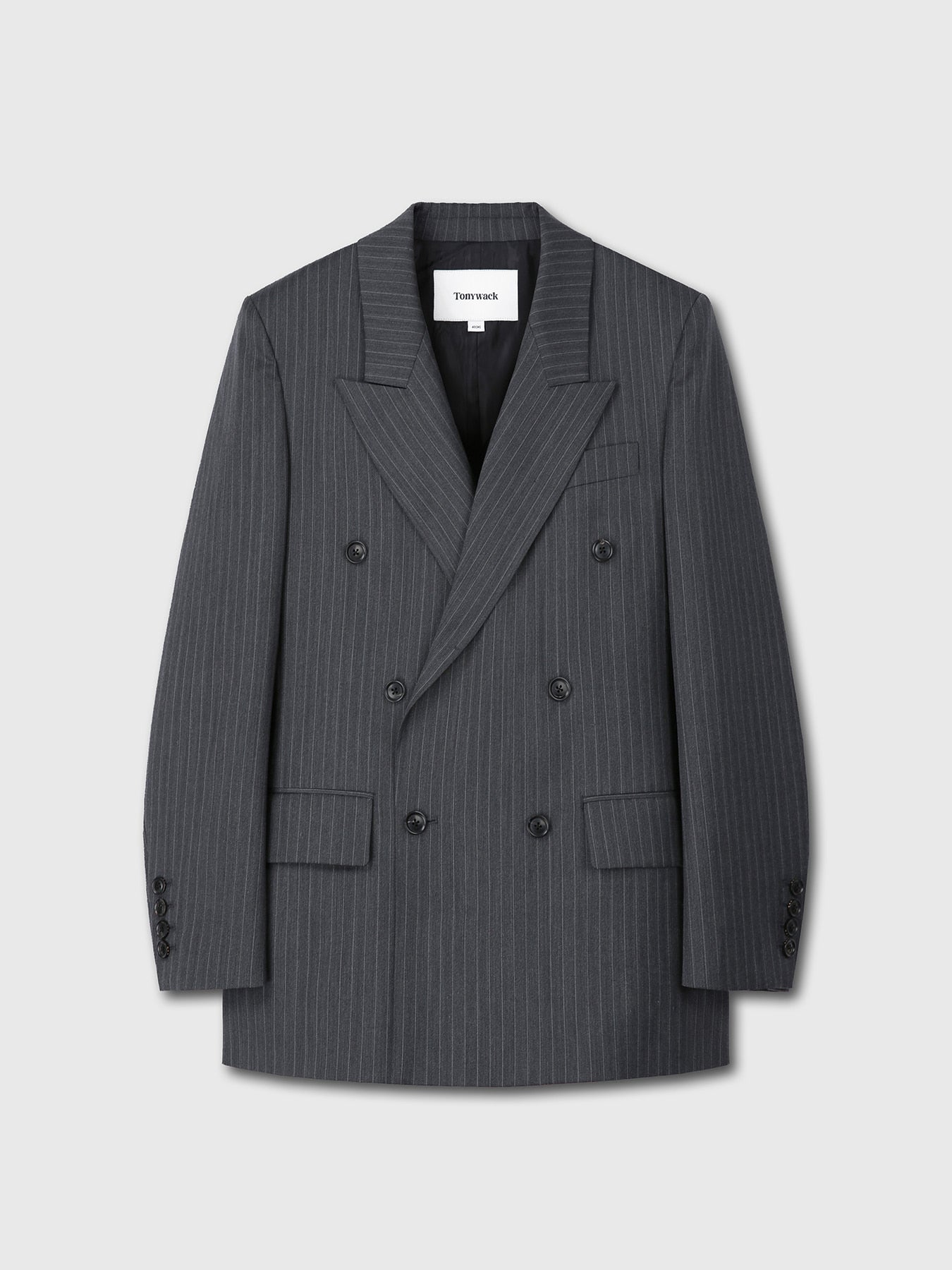 Tonywack - Striped Wool Oversized Double-Breasted Jacket (Grey Pinstripe) product image 9 | TRAB K-Fashion Australia