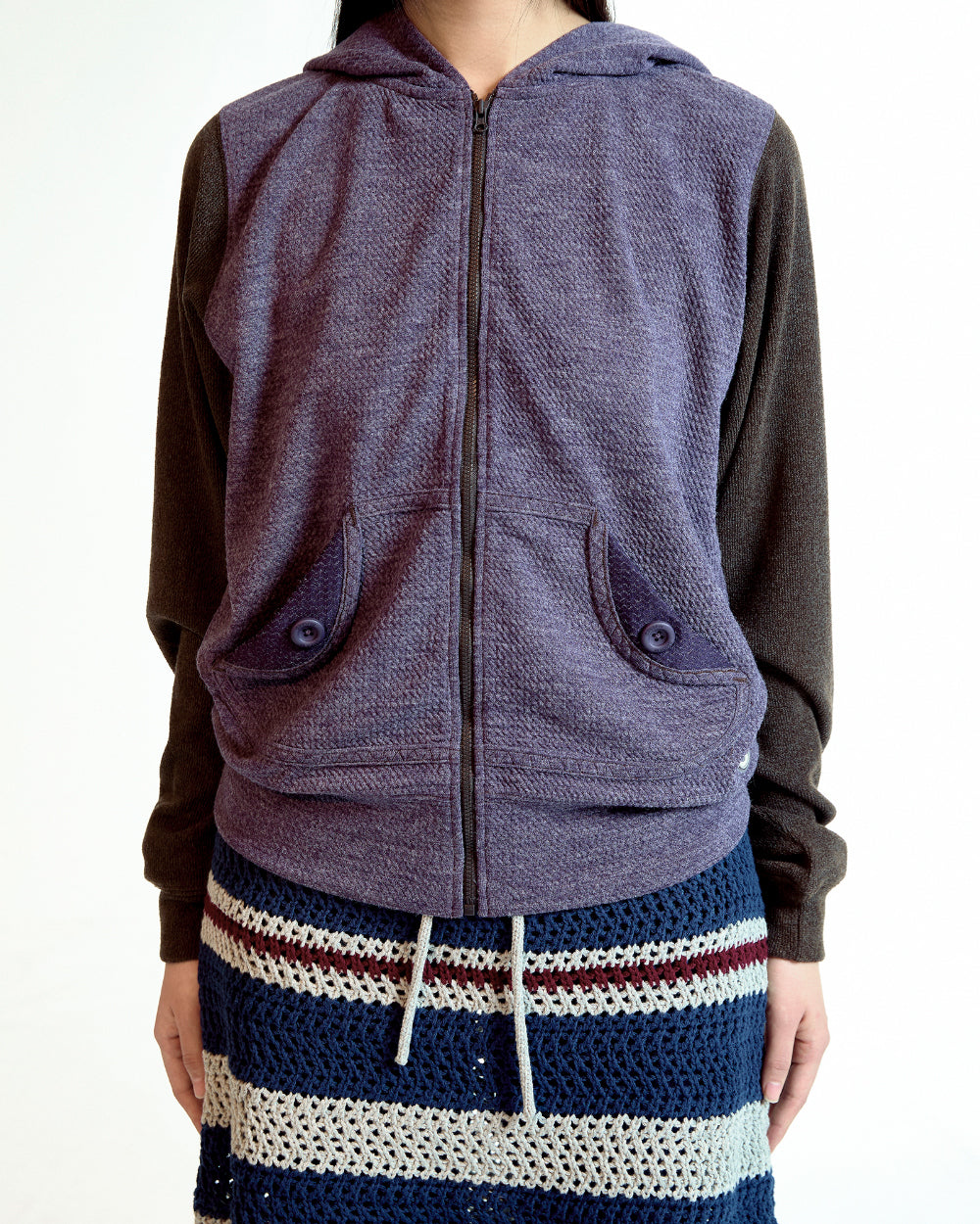 Coyseio - Button Pocket Zip-Up Hoodie (Purple) product image 4 | TRAB K-Fashion Australia