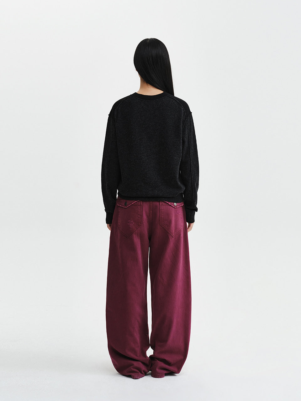 Matin Kim - Matin Waist Logo Wide Denim Pants (Purple) product image 8 | TRAB K-Fashion Australia