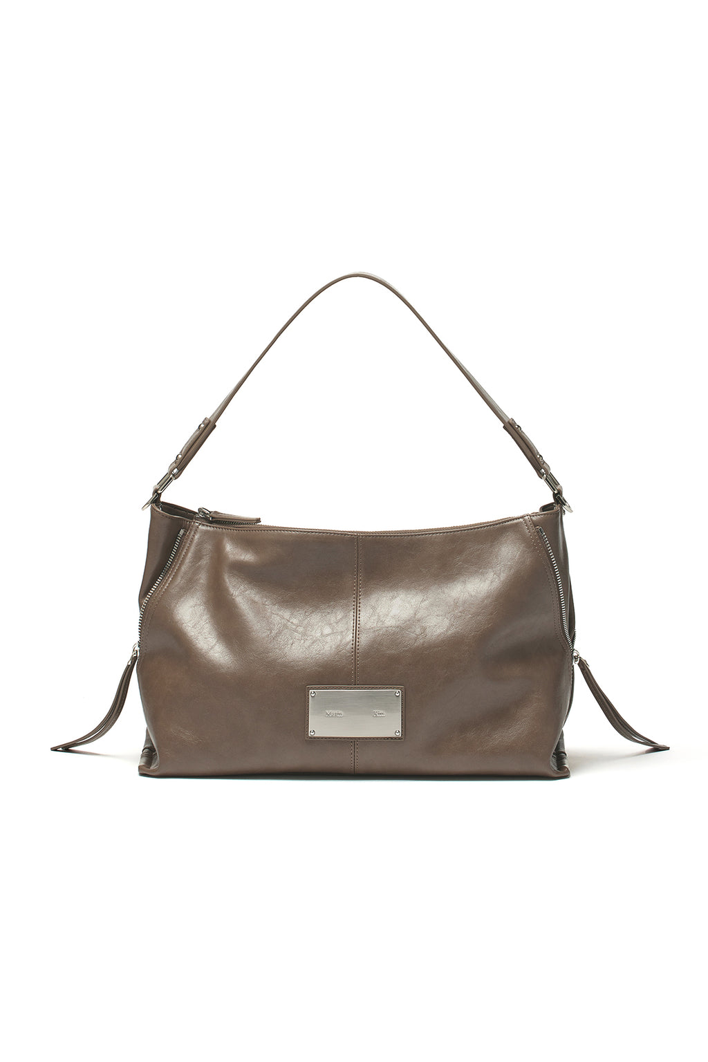 Matin Kim - Side Zipper Shoulder Bag (Dark Brown) product image 1 | TRAB K-Fashion Australia