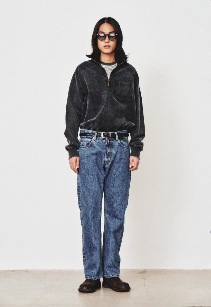 Art if acts - Garment Dyed Half Zipup Sweat (Faded Charcoal) product image 1 | TRAB K-Fashion Australia