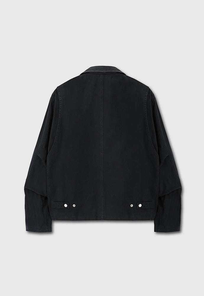Tonywack - Leather Collar Garment-Washed Chore Jacket (Faded Black) product image 9 | TRAB K-Fashion Australia