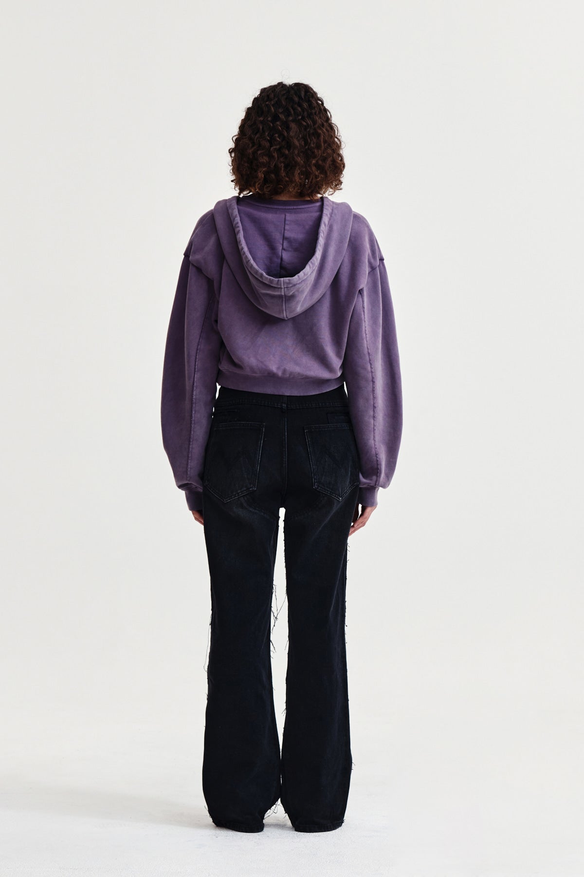 Matin Kim - Washed Layered Crop Hoody (Purple) product image 7 | TRAB K-Fashion Australia