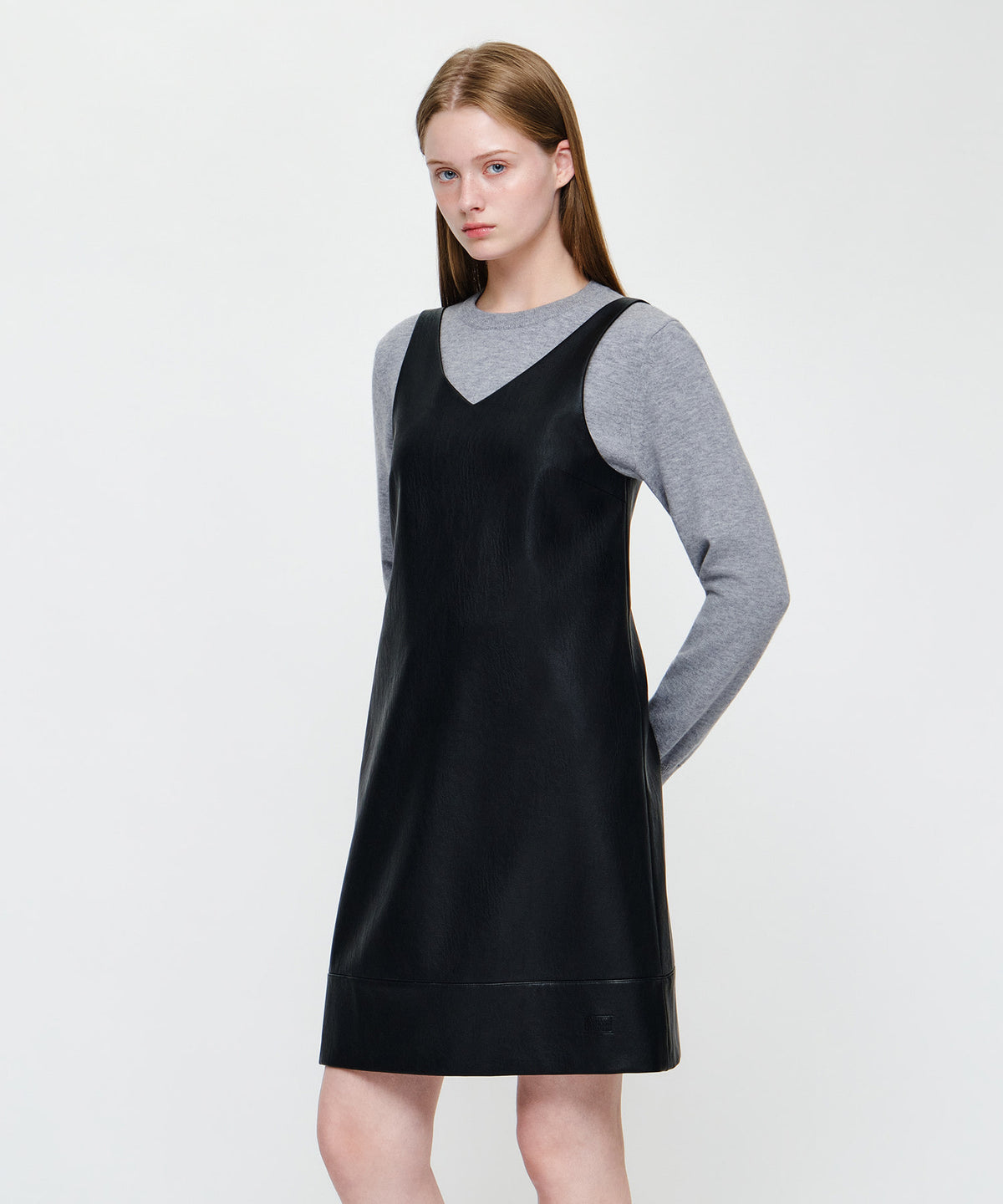 Marithe & Francois Girbaud - Faux Leather Sleeveless Mini Dress (Black) product image 3 | TRAB K-Fashion Australia
