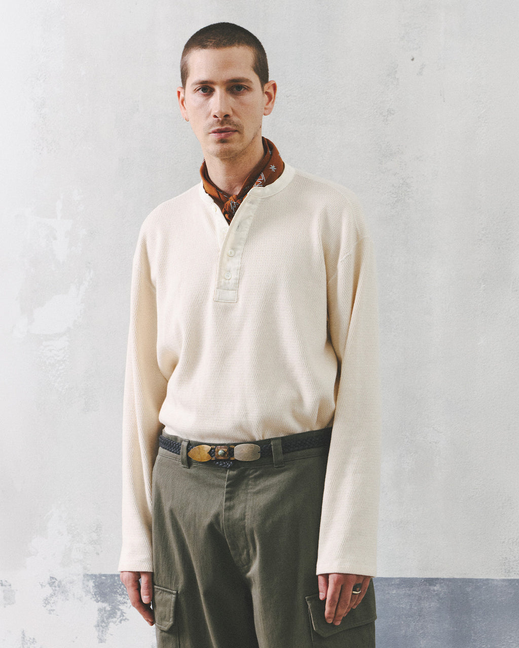 Eastlogue - Anchor Line Henley Neck L.s T-shirts (Cream) product image 2 | TRAB K-Fashion Australia