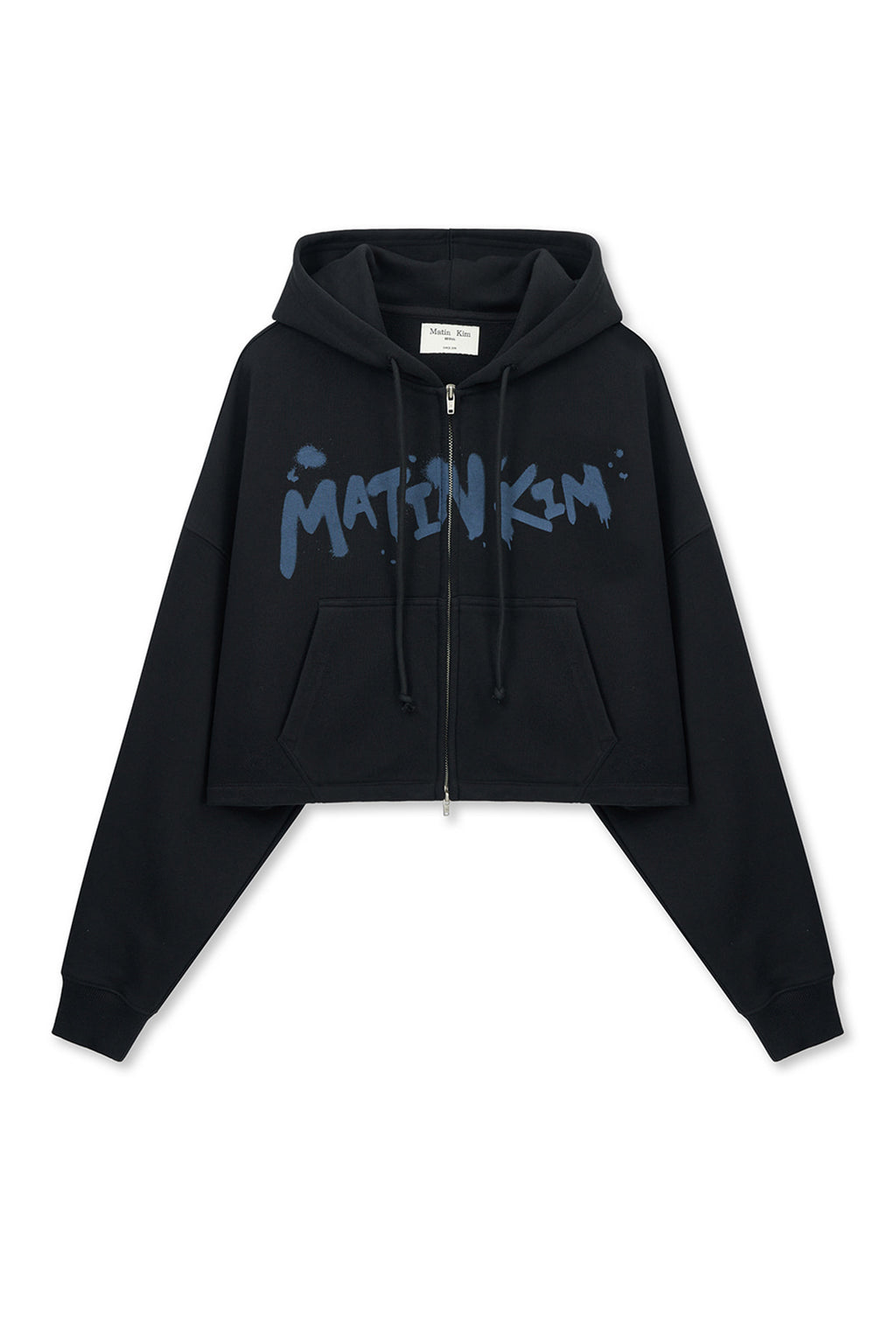 Matin Kim - Graffiti Logo Crop Hoody Zip Up (Black) product image 1 | TRAB K-Fashion Australia