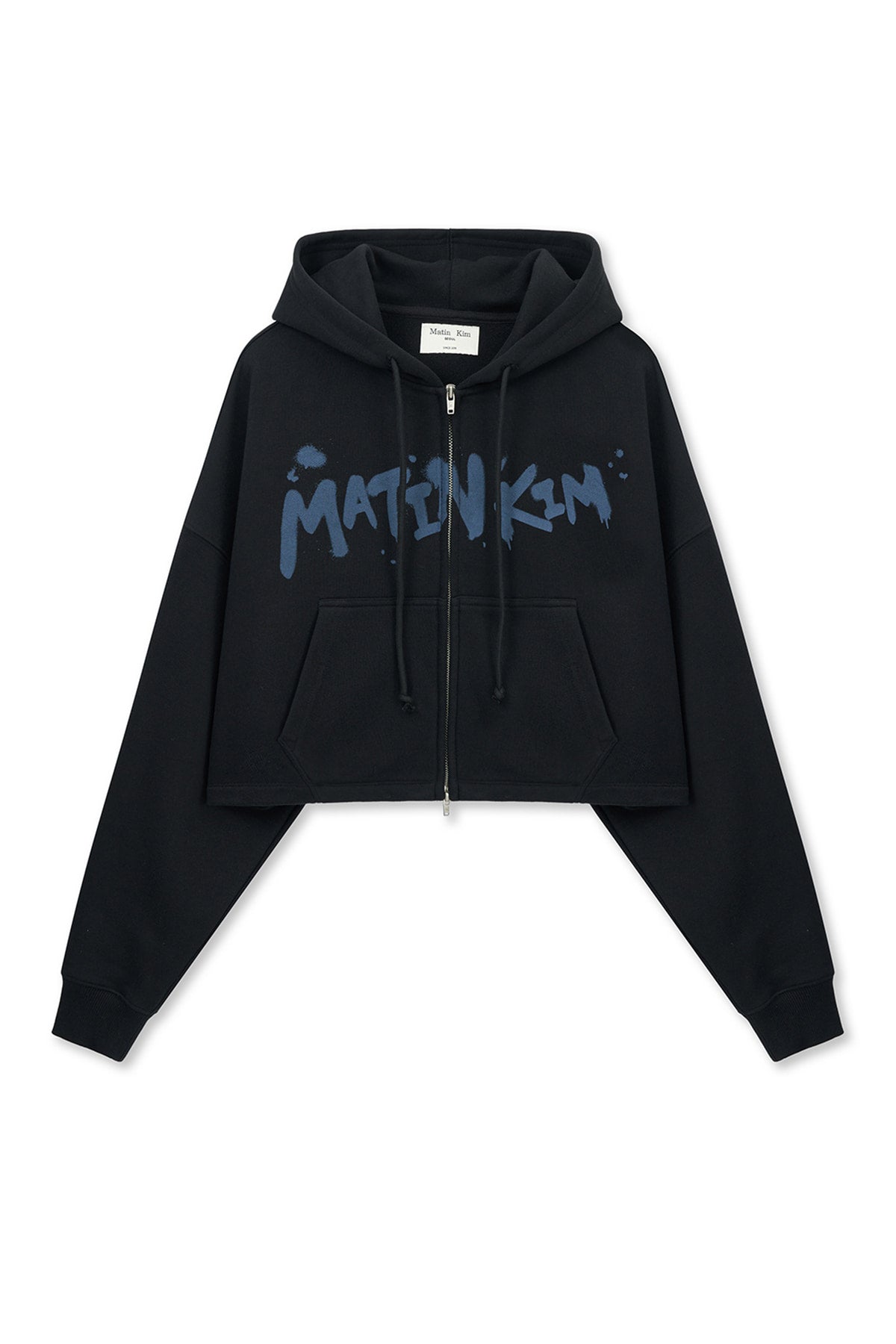 Matin Kim - Graffiti Logo Crop Hoody Zip Up (Black) product image 1 | TRAB K-Fashion Australia