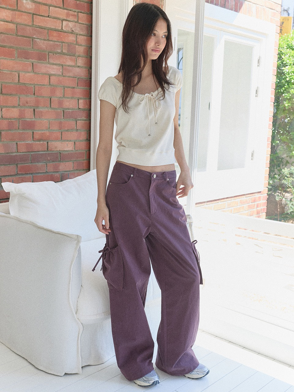 Margarin Fingers - Strap Cargo Pants (Purple) product image 1 | TRAB K-Fashion Australia