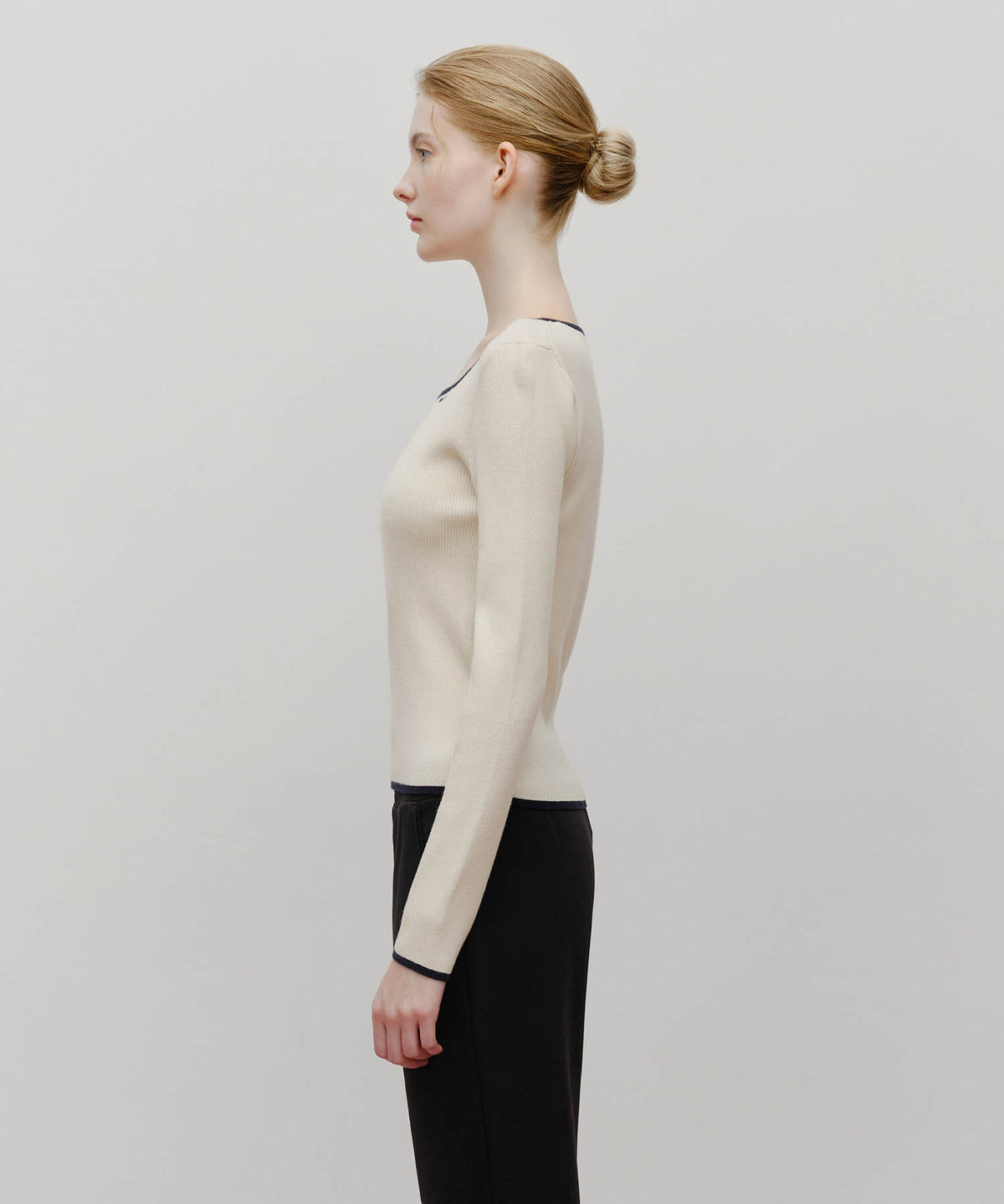 Marithe & Francois Girbaud - Color Point Square Neck Knit Pullover (Ivory) product image 2 | TRAB K-Fashion Australia