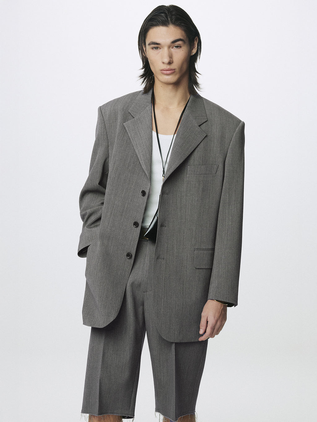 Tonywack - Melange Wool Oversized Tailored Jacket (Melange Grey) product image 4 | TRAB K-Fashion Australia