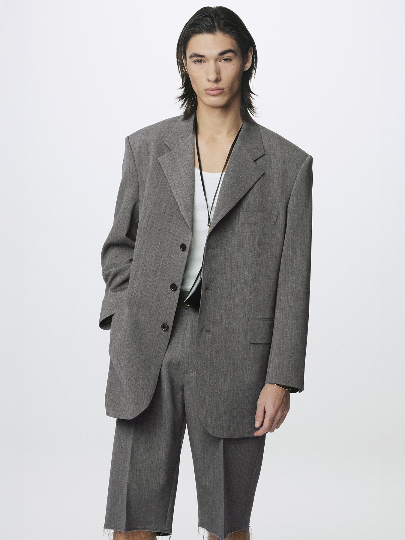 Tonywack - Melange Wool Oversized Tailored Jacket (Melange Grey) product image 4 | TRAB K-Fashion Australia