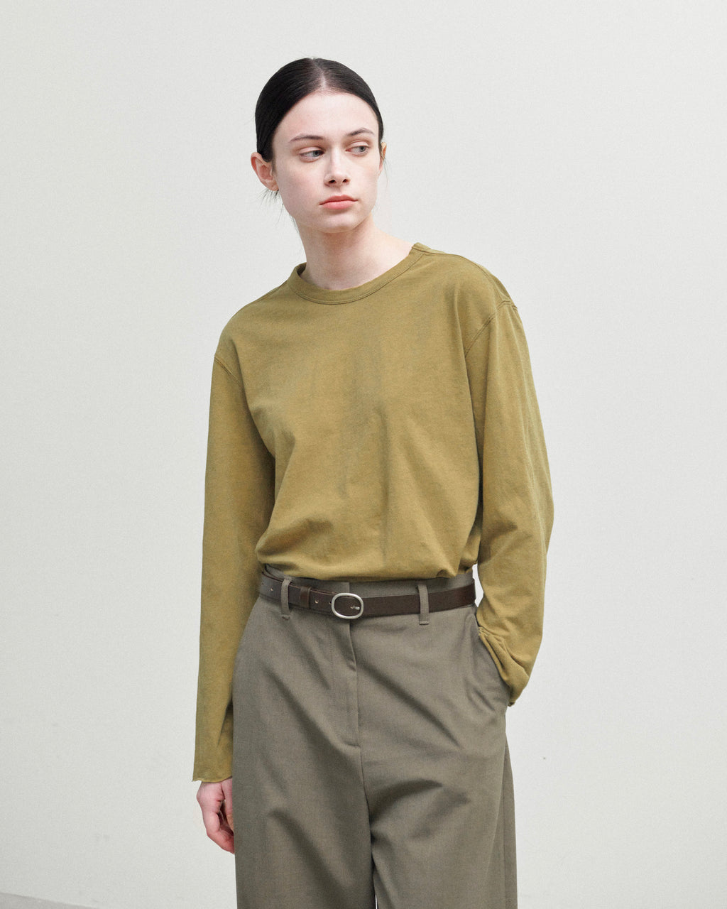 Brownyard - Cut Off Long Sleeve (Khaki) product image 1 | TRAB K-Fashion Australia