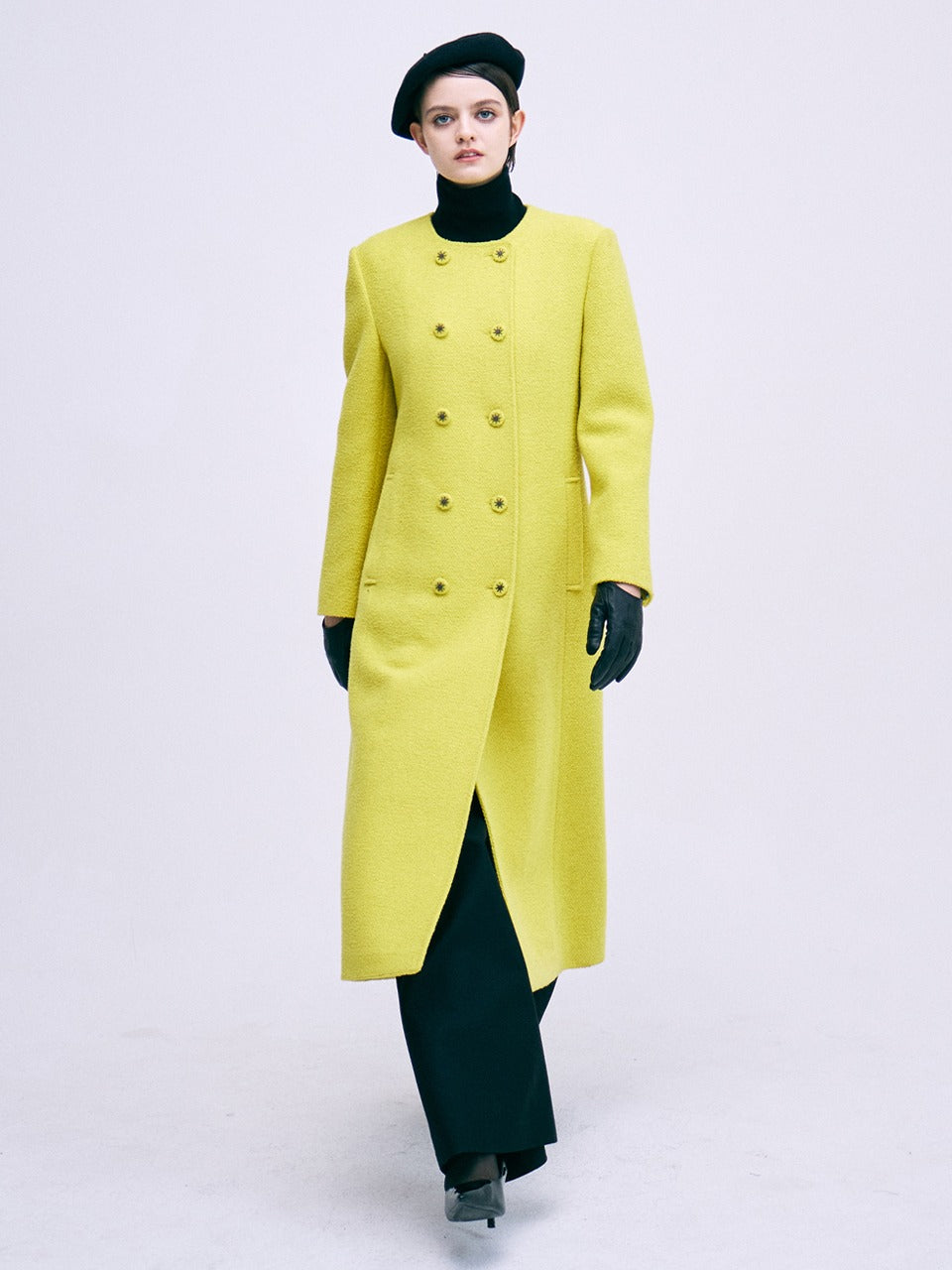 Mardi Mercredi - Wool Double Maxi Coat Collarless (Yellow) product image 1 | TRAB K-Fashion Australia