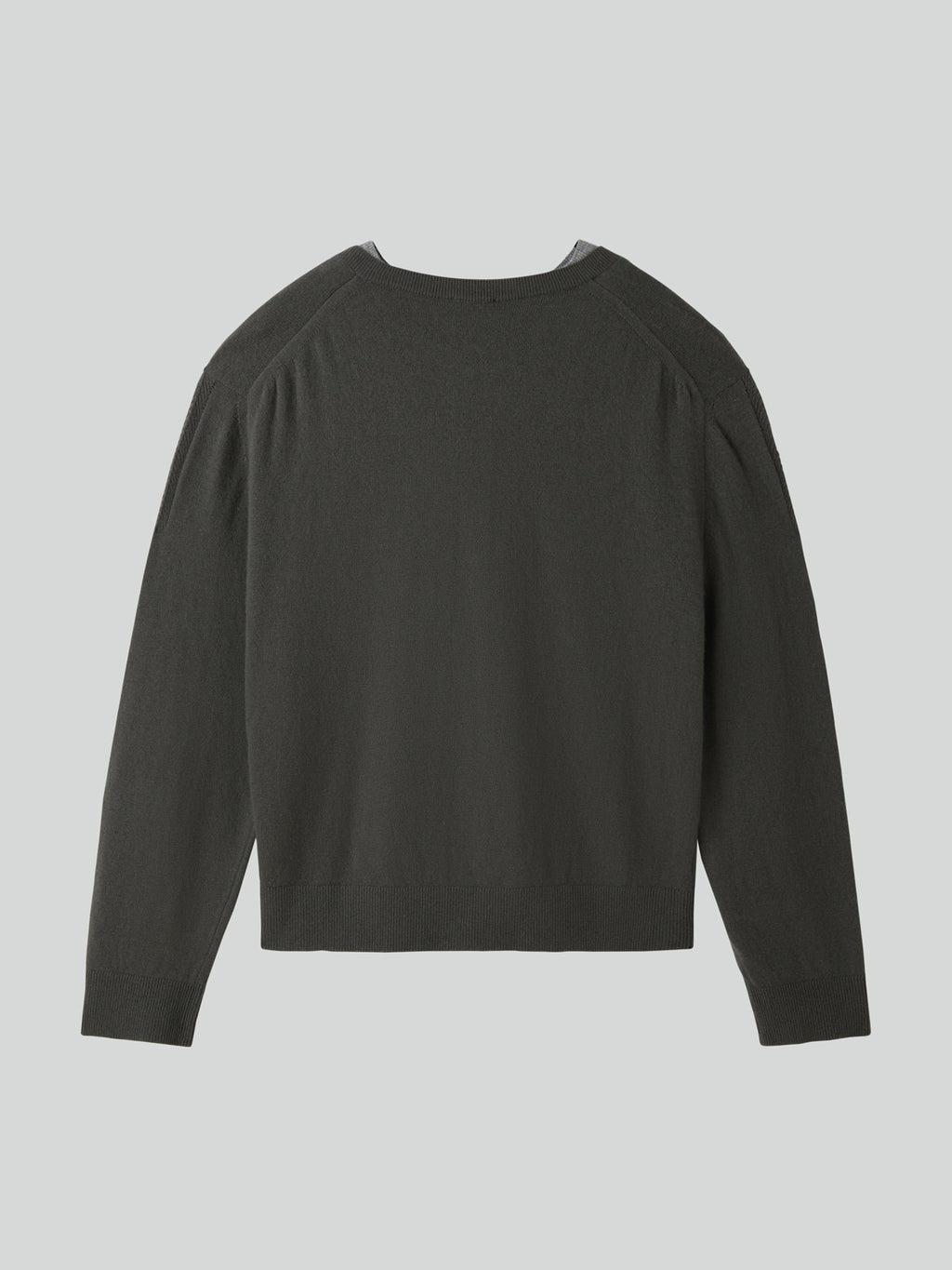Recto - Contrast Layered V-Neck Knit Top (Taupe Grey) product image 10 | TRAB K-Fashion Australia