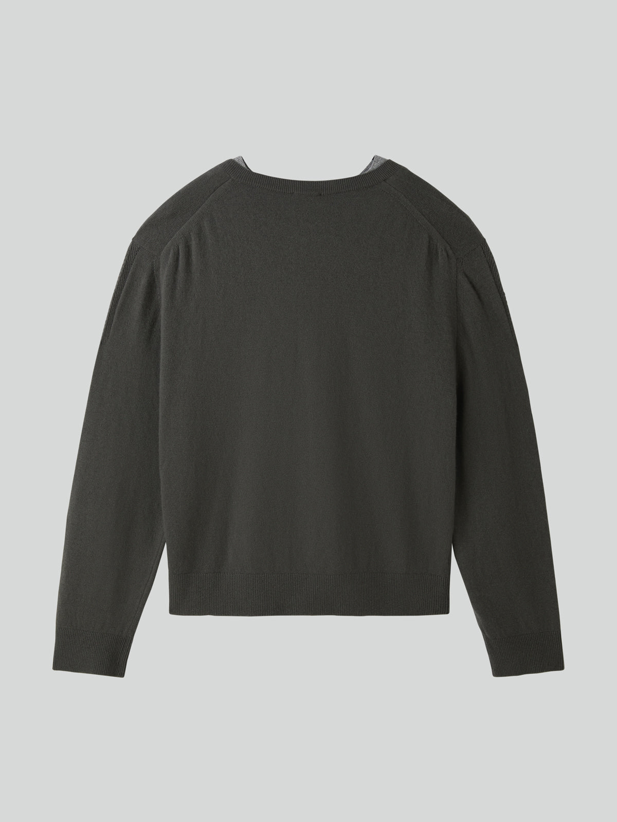 Recto - Contrast Layered V-Neck Knit Top (Taupe Grey) product image 10 | TRAB K-Fashion Australia