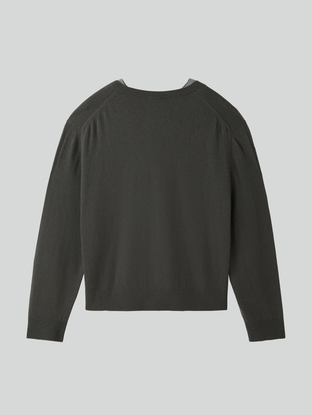 Recto - Contrast Layered V-Neck Knit Top (Taupe Grey) product image 10 | TRAB K-Fashion Australia