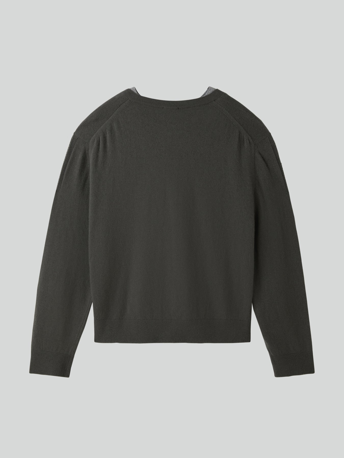 Recto - Contrast Layered V-Neck Knit Top (Taupe Grey) product image 10 | TRAB K-Fashion Australia