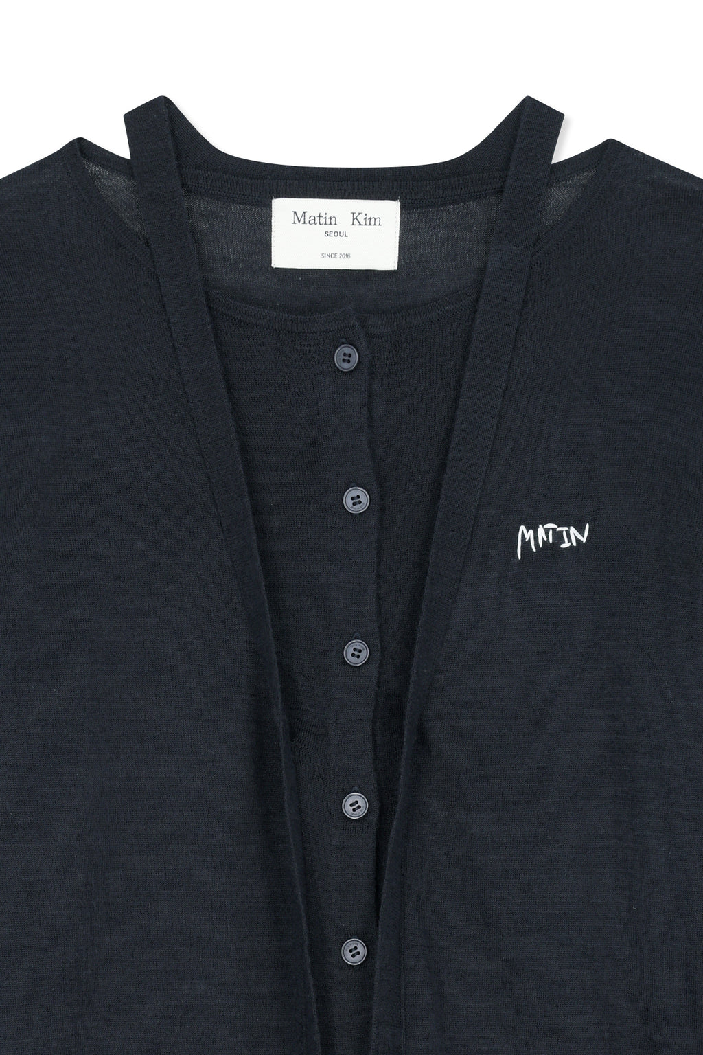 Matin Kim - String Detail Knit Cardigan (Dark Navy) product image 3 | TRAB K-Fashion Australia