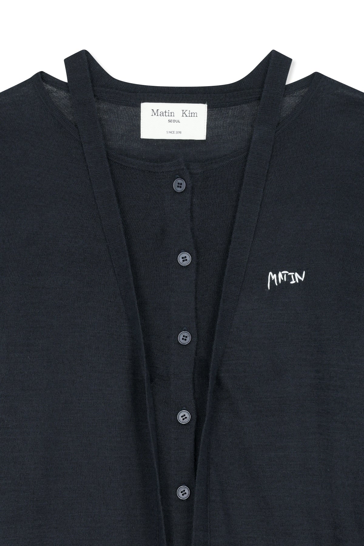 Matin Kim - String Detail Knit Cardigan (Dark Navy) product image 3 | TRAB K-Fashion Australia