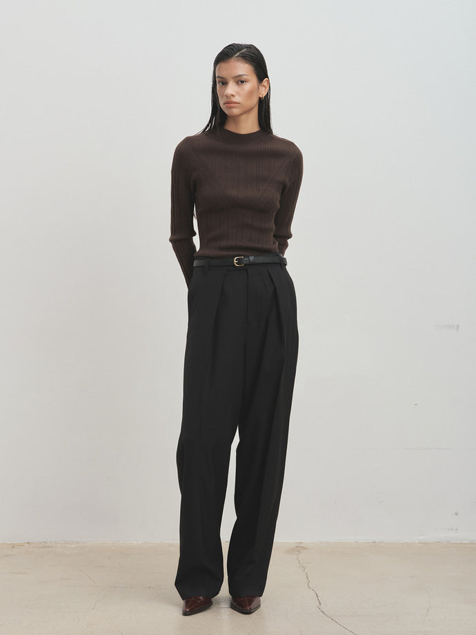 Tonywack - Light Wool Pleated Wide Trousers (Black) product image 2 | TRAB K-Fashion Australia