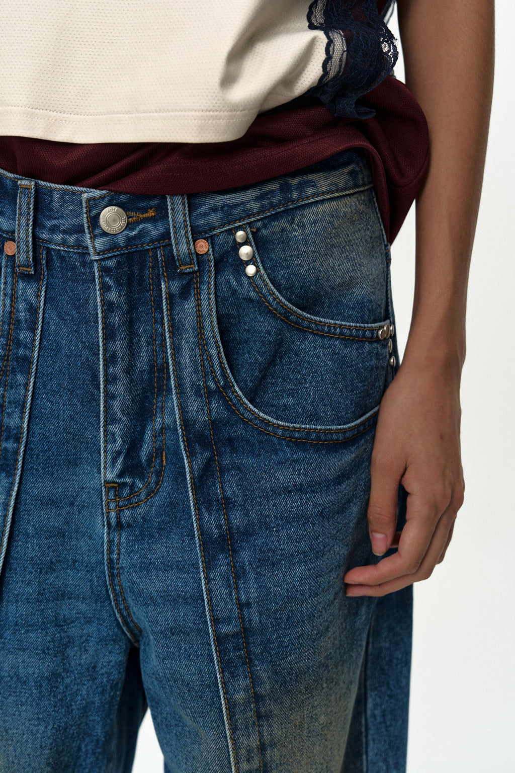 Andersson Bell - Unisex Layered Wide-Leg Jeans (Blue) product image 16 | TRAB K-Fashion Australia