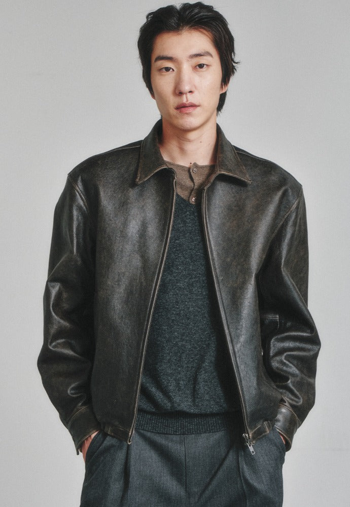 Art if acts - Vintage Leather Swing Jacket (Vintage Wood) product image 1 | TRAB K-Fashion Australia