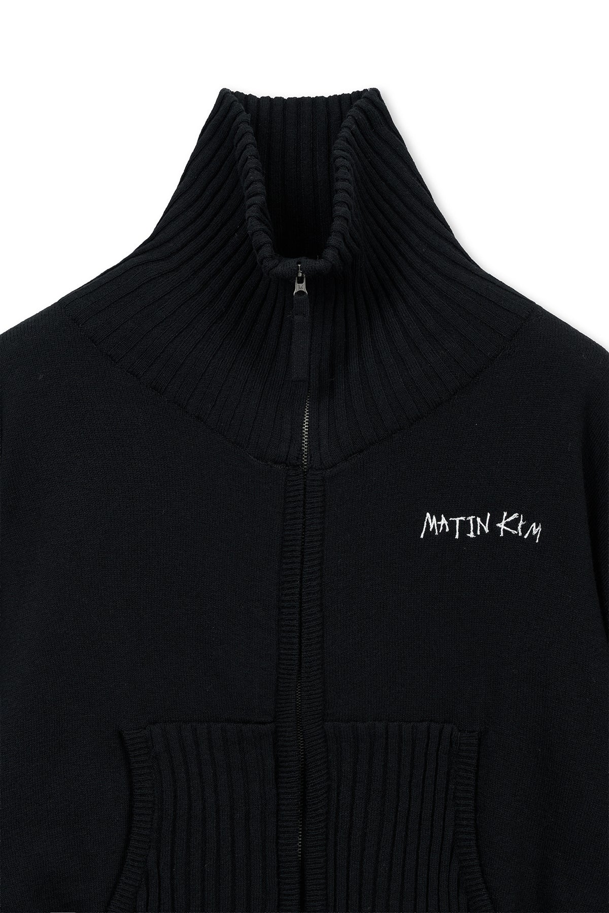 Matin Kim - High Neck Embroidered Logo Zip Up (Black) product image 3 | TRAB K-Fashion Australia