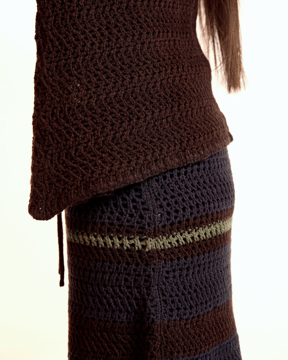 Coyseio - Stripe Layered Knit Skirt (Brown) product image 7 | TRAB K-Fashion Australia