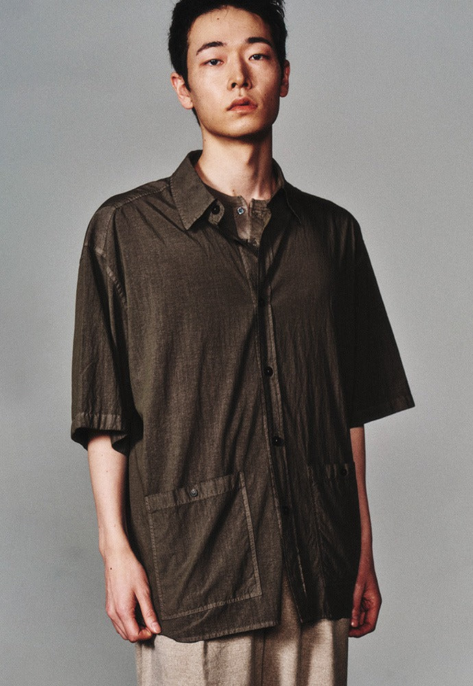 Art if acts - Garment Dyed Two Pocket Half Shirt (Moss Brown) product image 1 | TRAB K-Fashion Australia