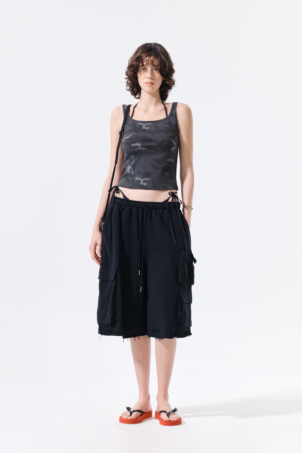 Matin Kim - Terry Utility Pocket Bermuda Pants (Black) product image 8 | TRAB K-Fashion Australia