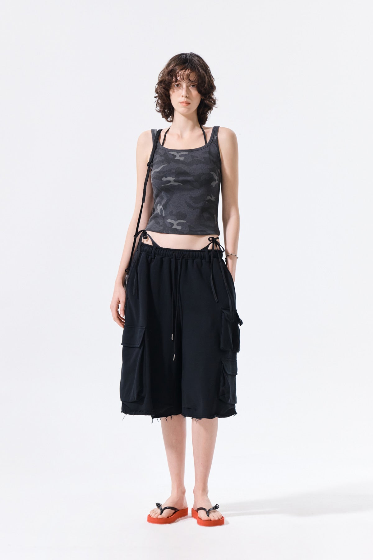 Matin Kim - Terry Utility Pocket Bermuda Pants (Black) product image 8 | TRAB K-Fashion Australia