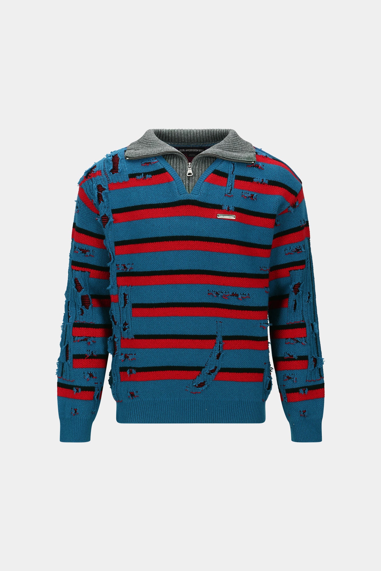 Andersson Bell - Stripe Jacquard Half Zip-Up Sweater (Blue/Red) product image 7 | TRAB K-Fashion Australia