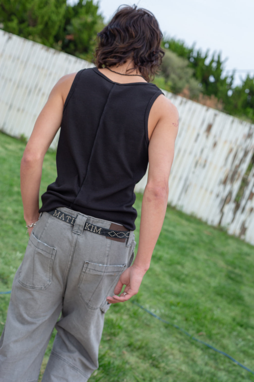 Matin Kim - Small Logo Pintuck Sleeveless Top (Black) product image 11 | TRAB K-Fashion Australia