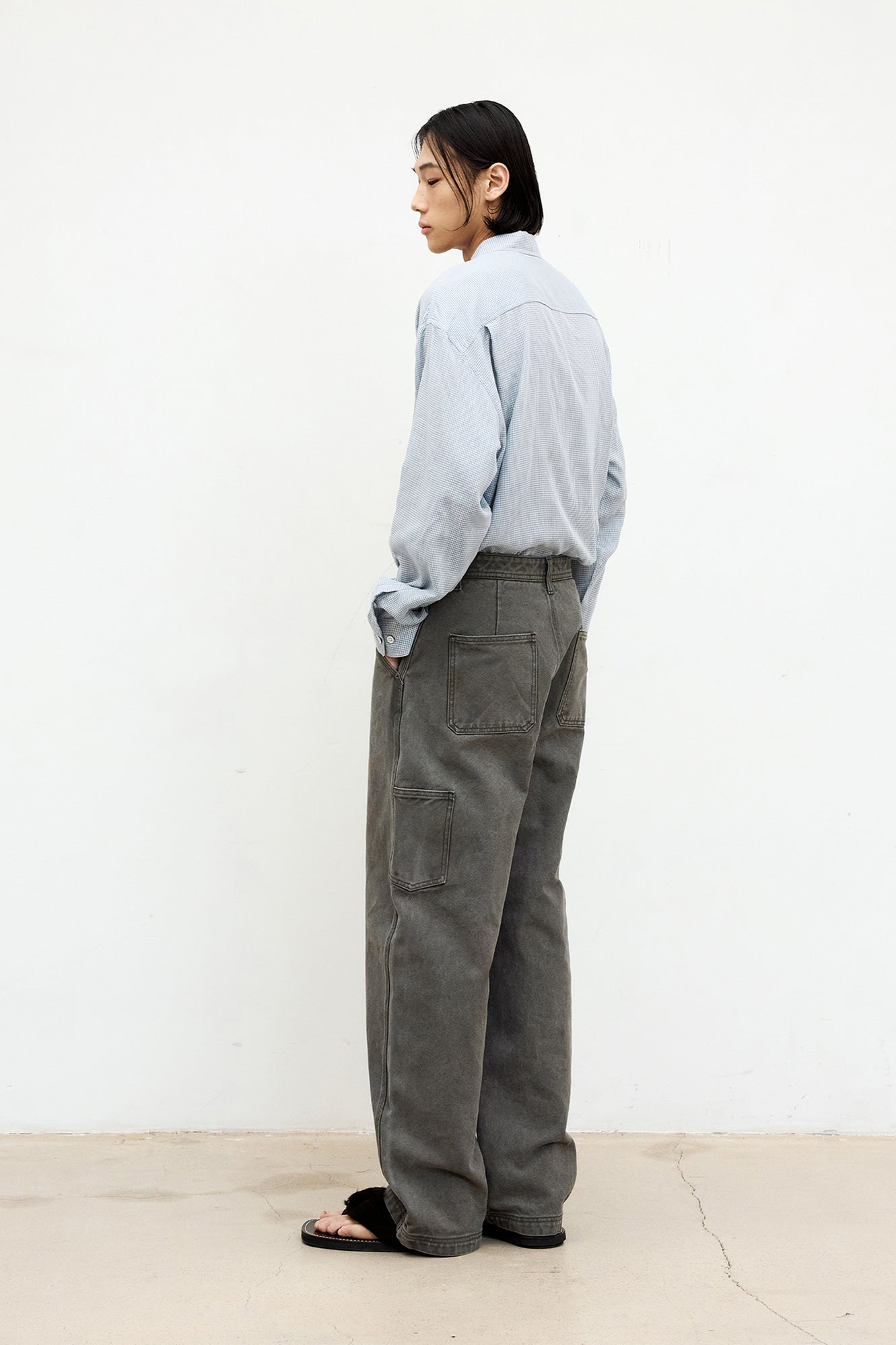 Coor - Cotton Tencel Micro Blue Check Shirt (White Check) product image 4 | TRAB K-Fashion Australia
