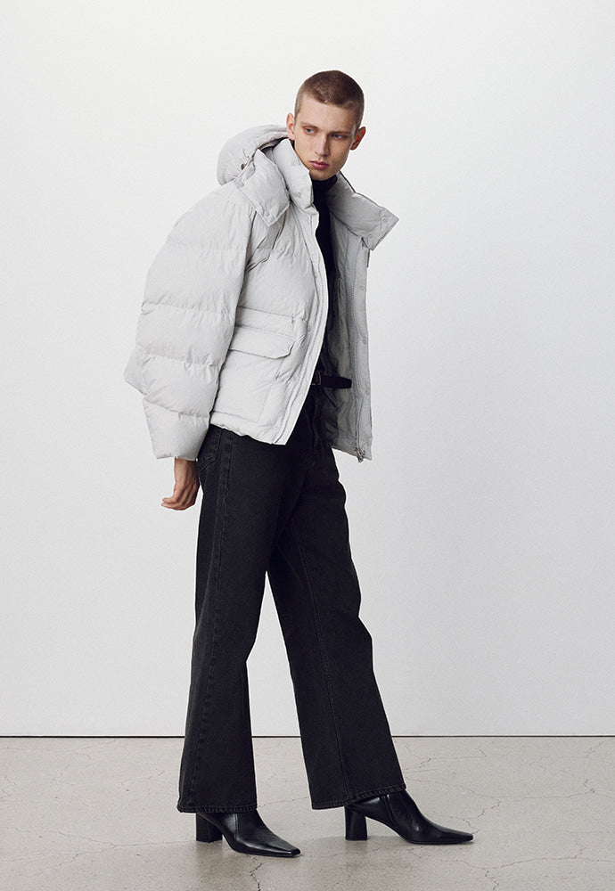 Tonywack - Technical Shell Short Puffer Down Jacket (Detachable Hood) (Pale Gery) product image 3 | TRAB K-Fashion Australia