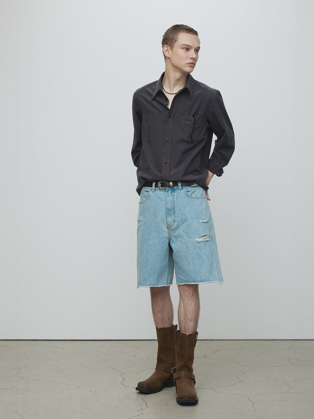 Tonywack - Silk Cotton Garment-Dyed Shirt (Faded Black) product image 4 | TRAB K-Fashion Australia