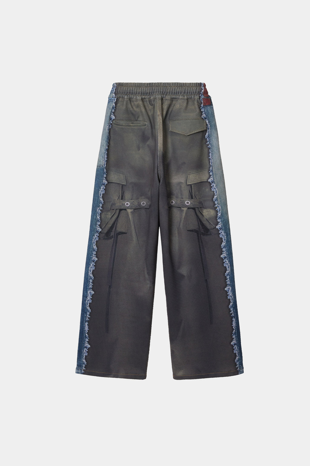 Andersson Bell - [Pre-Order – Ships September 7] Denim & Cargo Trompe L'oeil Mesh Pants (Mid Blue/Khaki) product image 12 | TRAB K-Fashion Australia