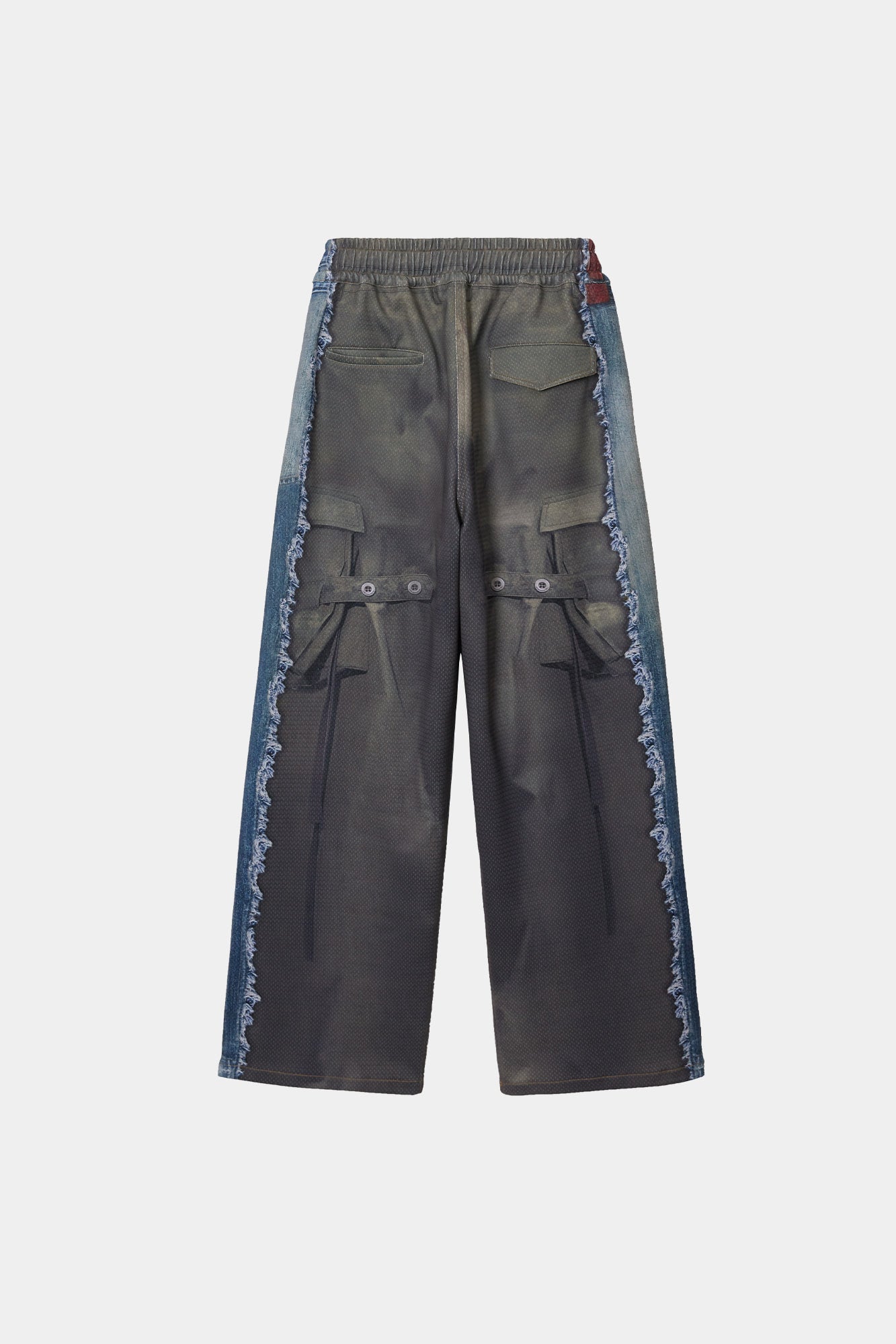 Andersson Bell - [Pre-Order – Ships September 7] Denim & Cargo Trompe L'oeil Mesh Pants (Mid Blue/Khaki) product image 12 | TRAB K-Fashion Australia