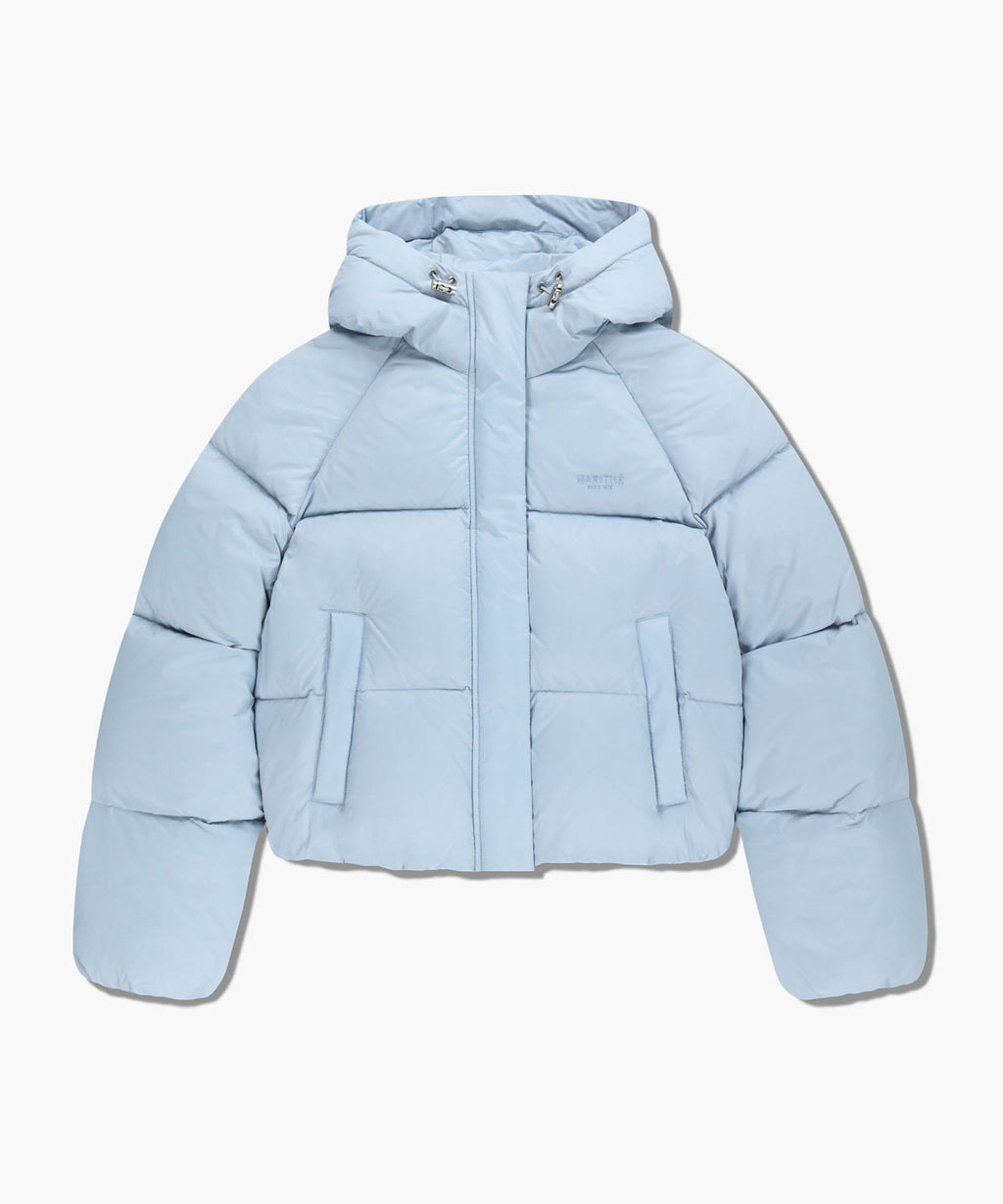 Marithe & Francois Girbaud - Regular Logo Hooded Crop Down Jacket (Light Blue) product image 5 | TRAB K-Fashion Australia