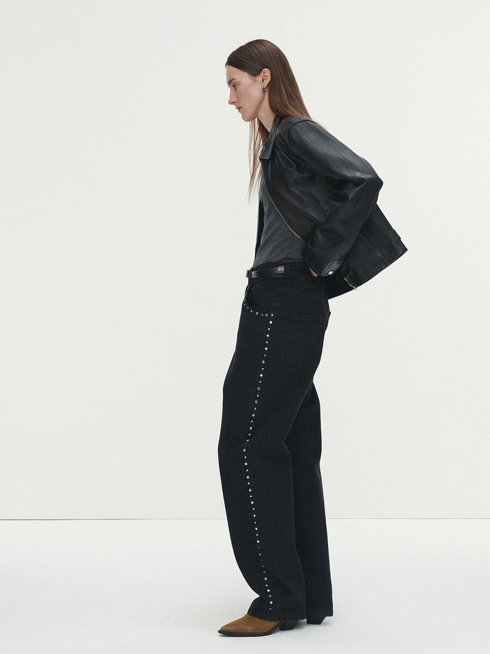 Tonywack - Metal Stud Straight-Leg Denim Jeans (Faded Black) product image 1 | TRAB K-Fashion Australia