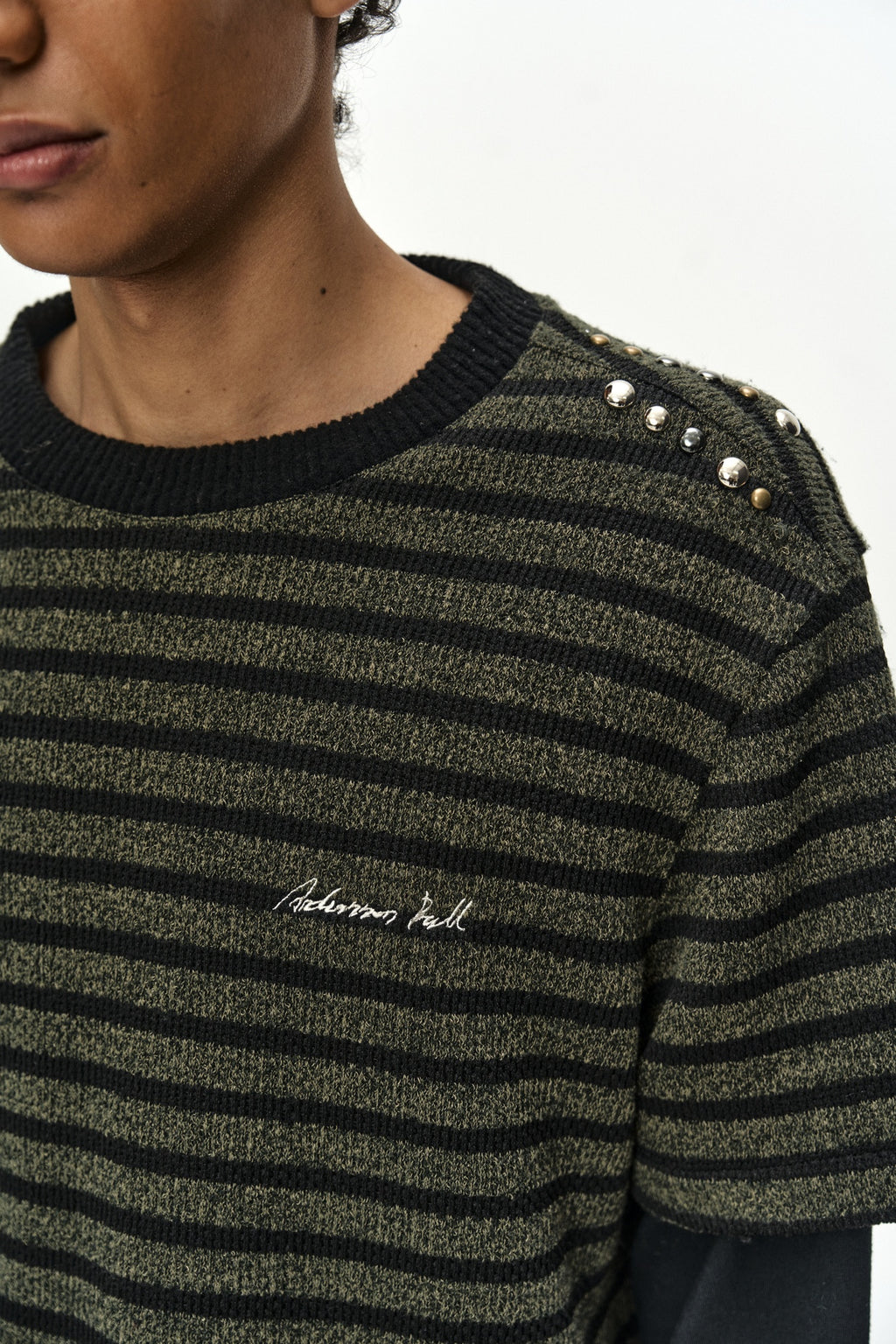 Andersson Bell - Unisex Studded Stripe Layered Sweater (black) (Black) product image 4 | TRAB K-Fashion Australia