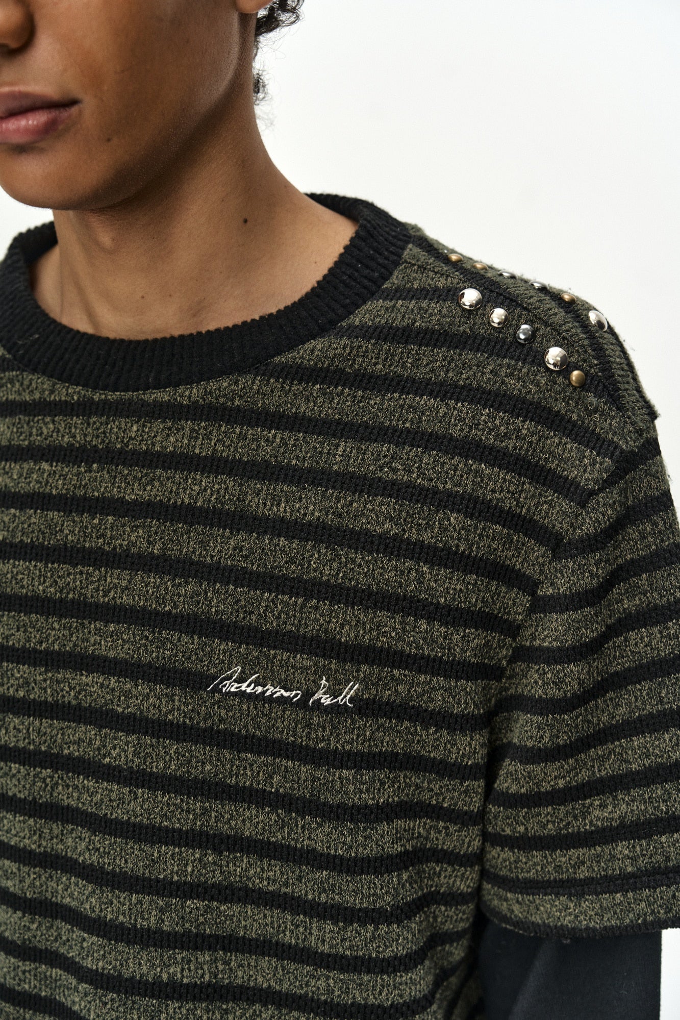Andersson Bell - Unisex Studded Stripe Layered Sweater (black) (Black) product image 4 | TRAB K-Fashion Australia