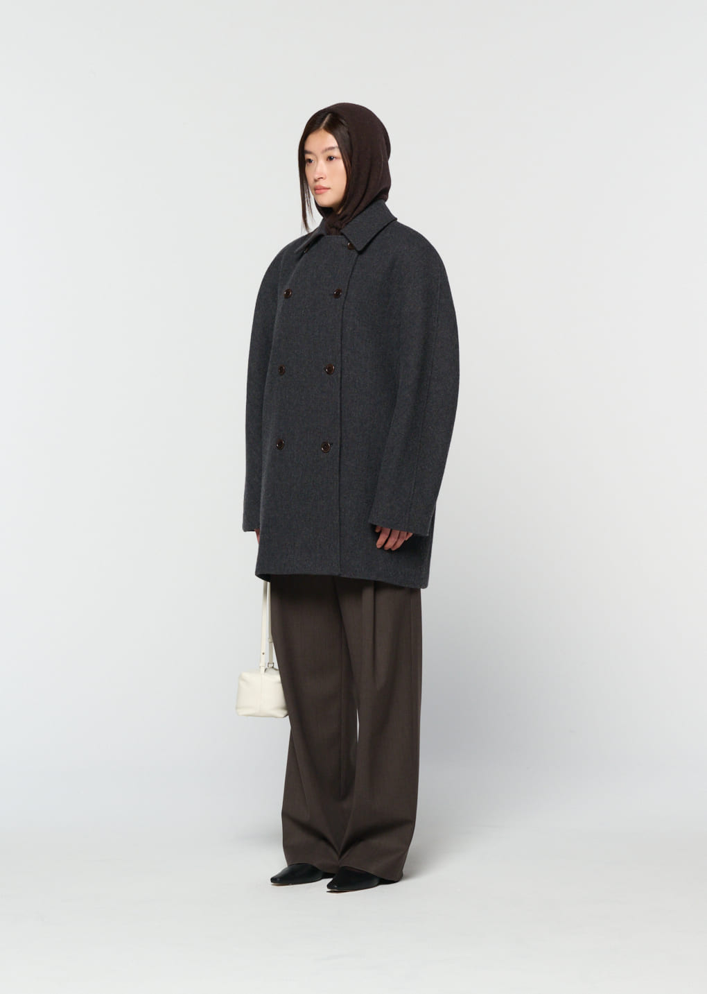 Amomento - rounded half coat (Charcoal) product image 3 | TRAB K-Fashion Australia