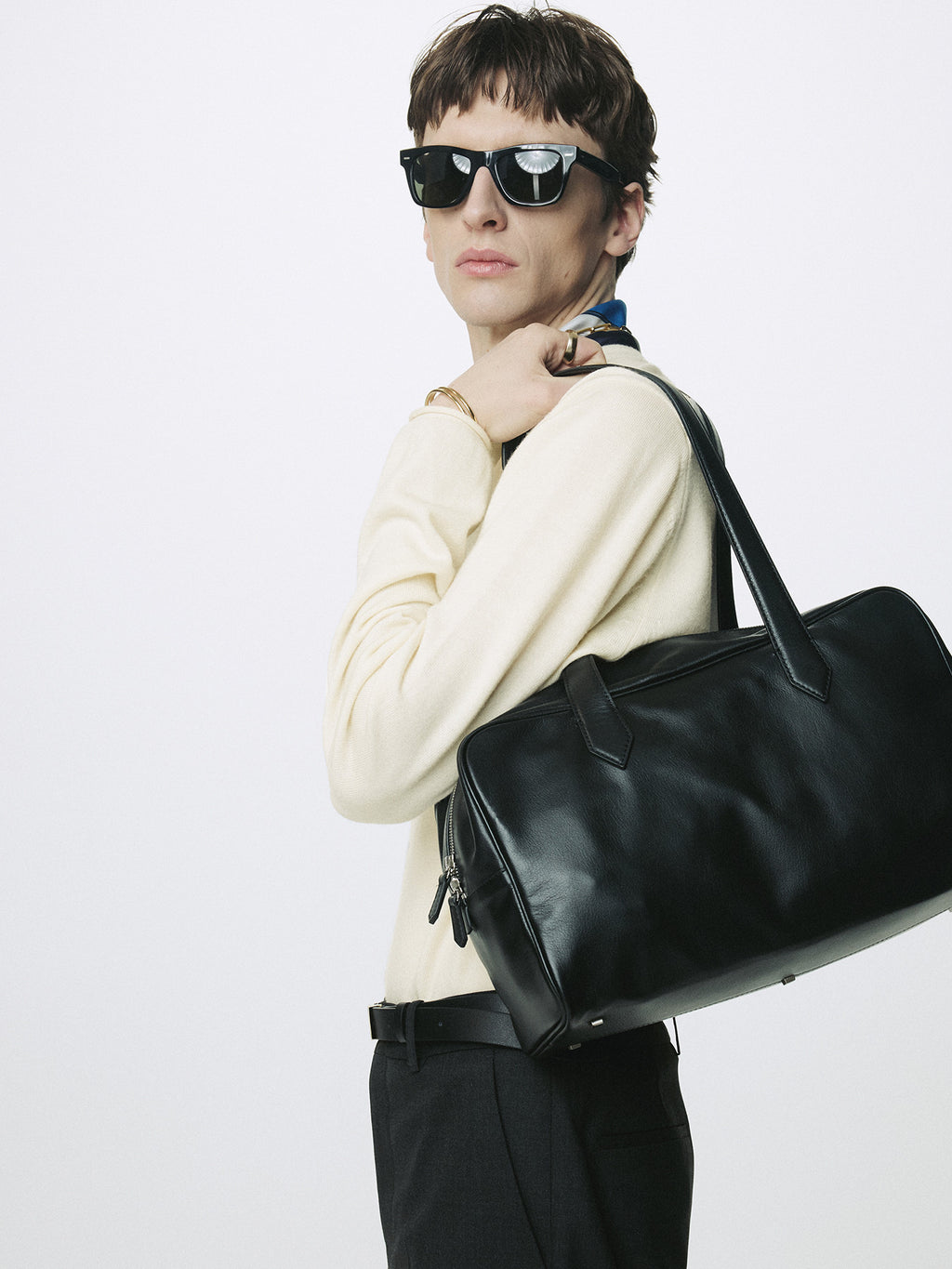 Tonywack - Extra Fine Wool Raw Hem Henley Neck Knit (Ecru) product image 5 | TRAB K-Fashion Australia