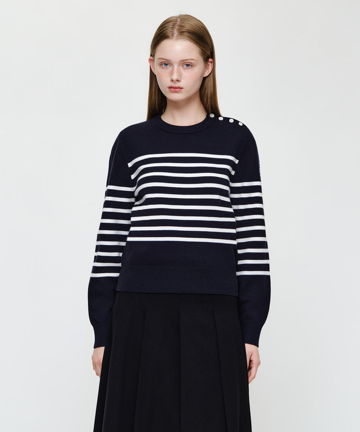 Marithe & Francois Girbaud - Marine Button Point Knit Pullover (Navy) product image 1 | TRAB K-Fashion Australia