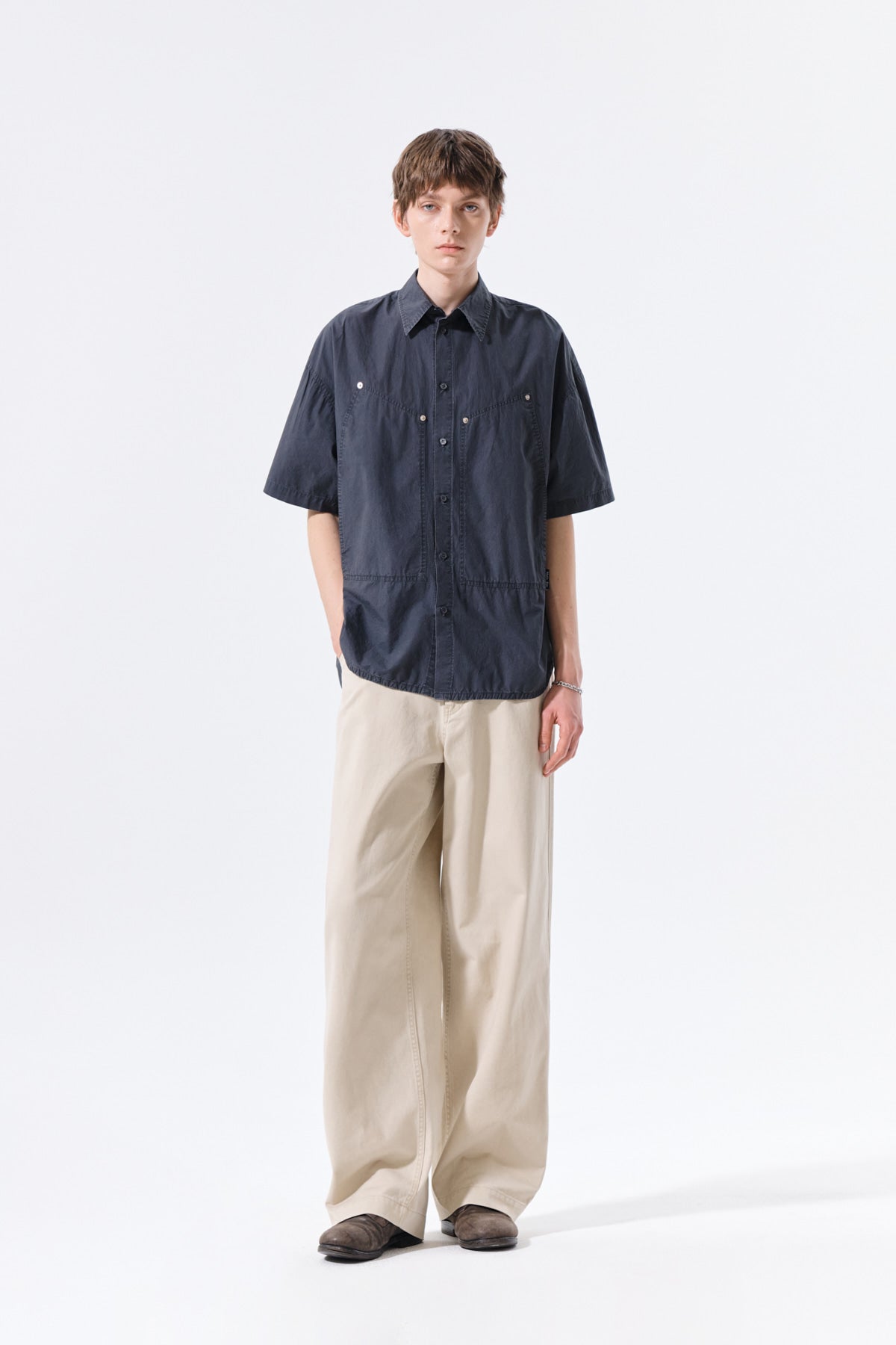 Matin Kim - Half Sleeve Pocket Shirt (Charcoal) product image 10 | TRAB K-Fashion Australia