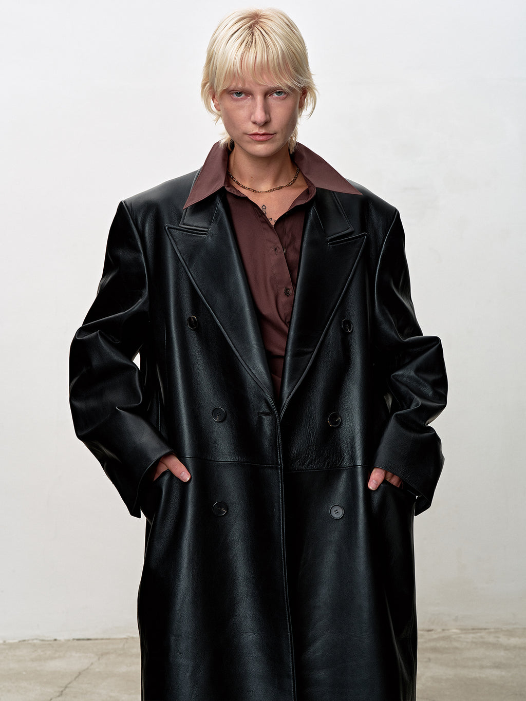 Tonywack - Nappa Leather Double-Breasted Coat (Black) product image 6 | TRAB K-Fashion Australia