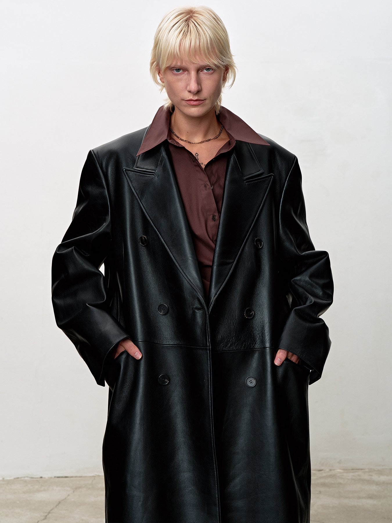 Tonywack - Nappa Leather Double-Breasted Coat (Black) product image 6 | TRAB K-Fashion Australia